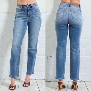 Judy Blue Mid Rise Vintage Wash Thermal Straight Leg Jeans NWT